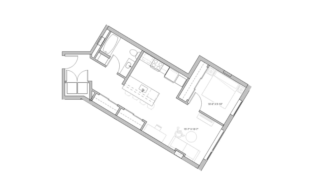 Floor plan layout diagram for 1x1 - C12 (ADA)